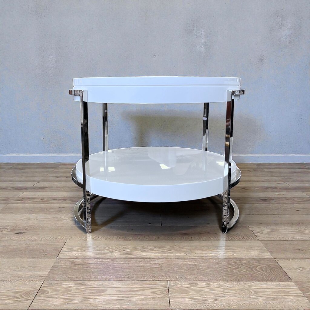 Orig Price $1750 - Chrome & Lacquered End Table - Acosta's Home