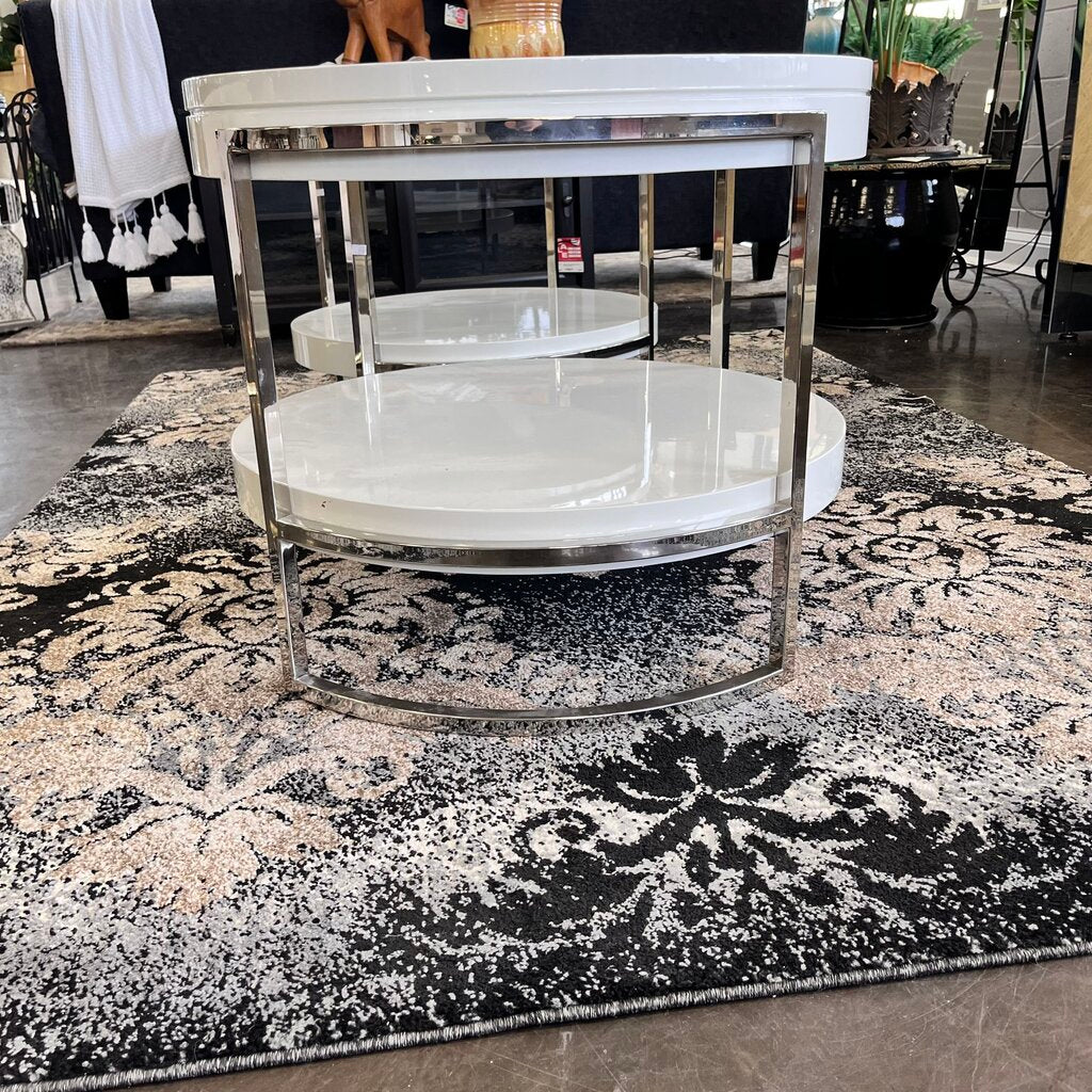 Orig Price $1750 - Chrome & Lacquered End Table - Acosta's Home