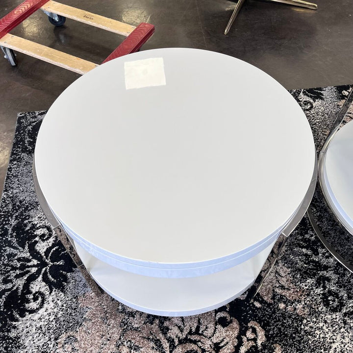 Orig Price $1750 - Chrome & Lacquered End Table - Acosta's Home