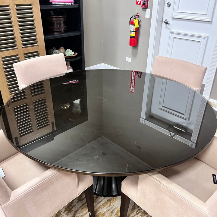 Orig Price $6205 - Dining Table w/ Protective Glass Top & 4 Chairs - Acosta's Home