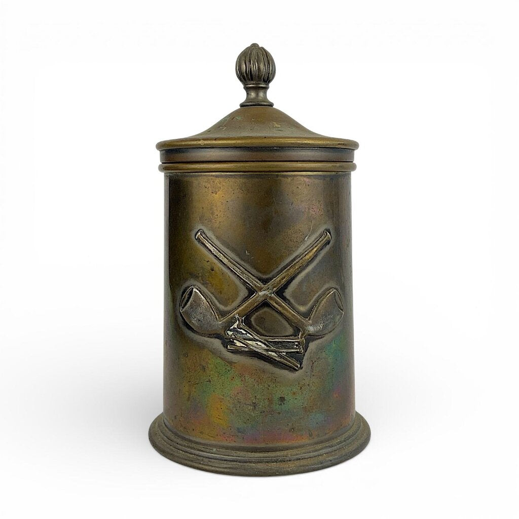 Antique Lidded Brass Tobacco Jar - Acosta's Home