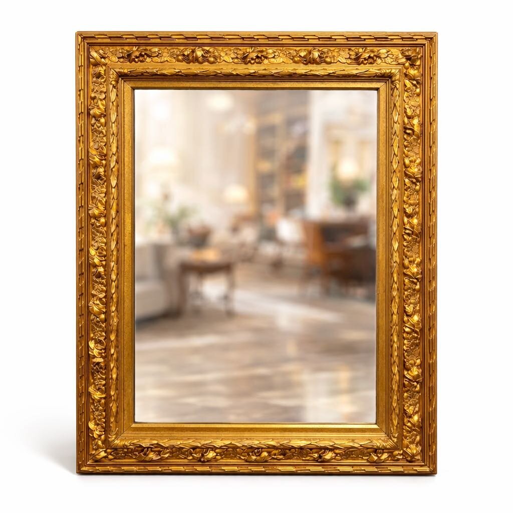 Antique Wooden Ornate Carved Mirror - Acosta's Home