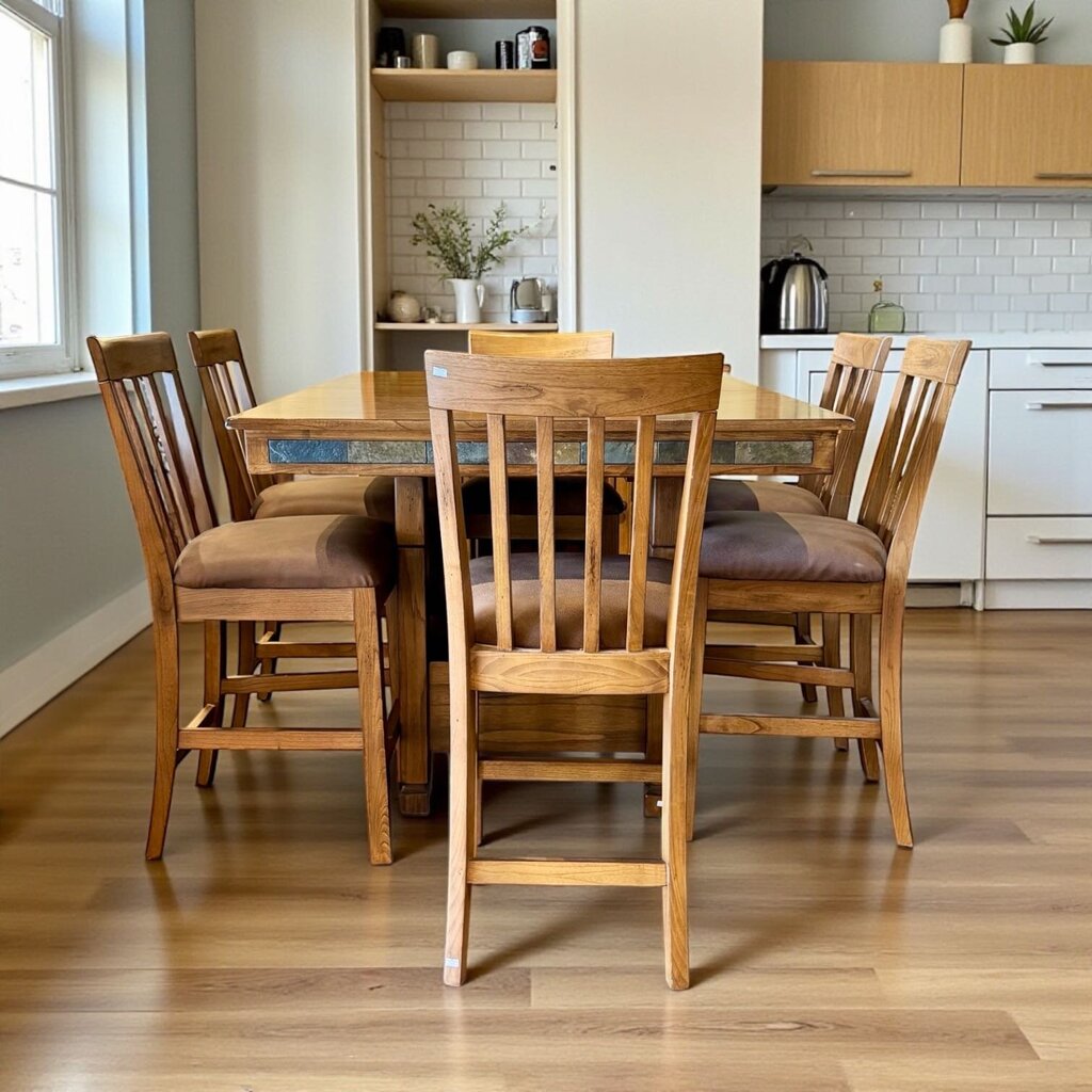 Adjustable Height Pub Table with 6 Chairs