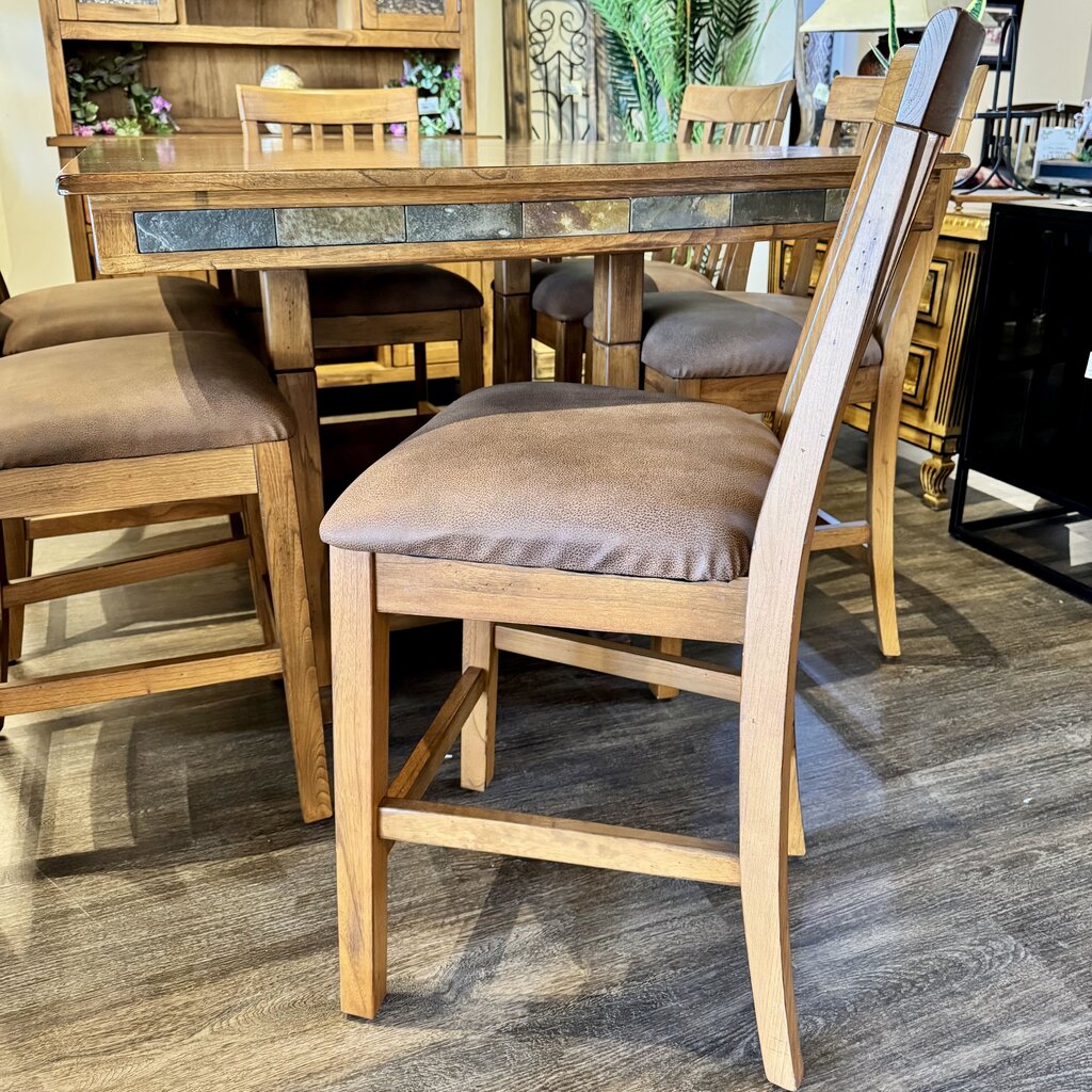 Adjustable Height Pub Table with 6 Chairs