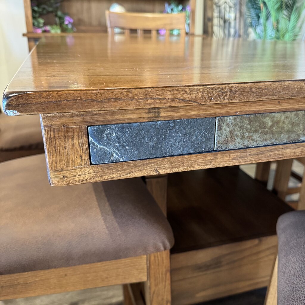 Adjustable Height Pub Table with 6 Chairs