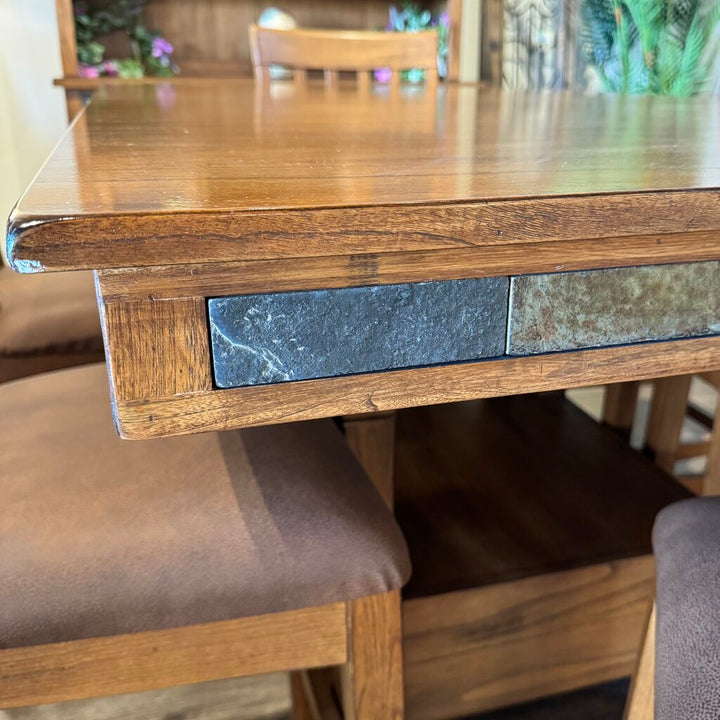 Adjustable Height Pub Table with 6 Chairs