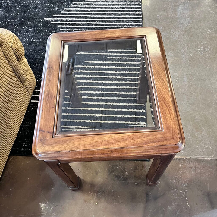 Side Table w/ Glass Insert - Acosta's Home