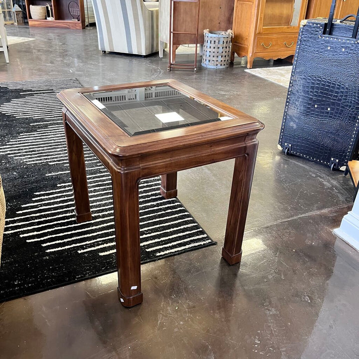 Side Table w/ Glass Insert - Acosta's Home