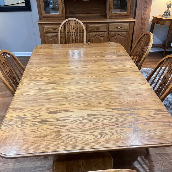 Orig Price $3500 - Amish Dining Set w/ 6 Chairs & 3 Leaves - Acosta's Home