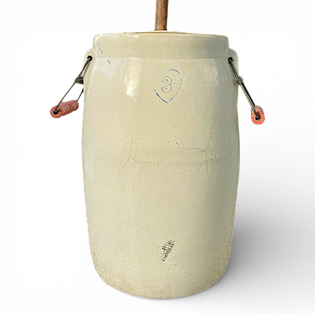 Antique 3 Gallon Stoneware Butter Churn