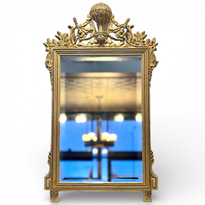 Italian Carved Giltwood French Empire Style Balloon Wall Mirror