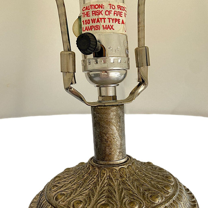 Cut Crystal Table Lamp w/ Metal Greek Key Footed Base - Acosta's Home