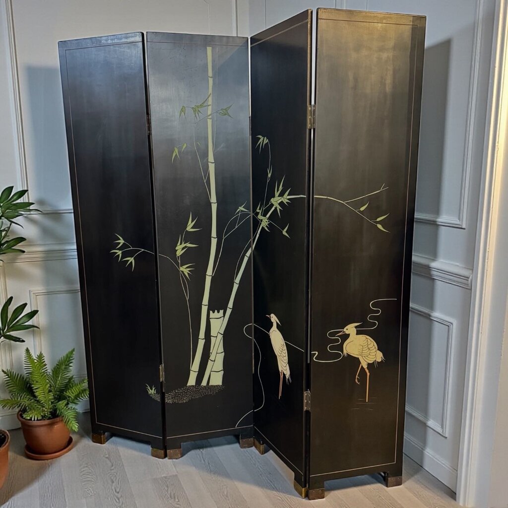 4 Panel Asian Inspired Reversible Room Divider - Acosta's Home