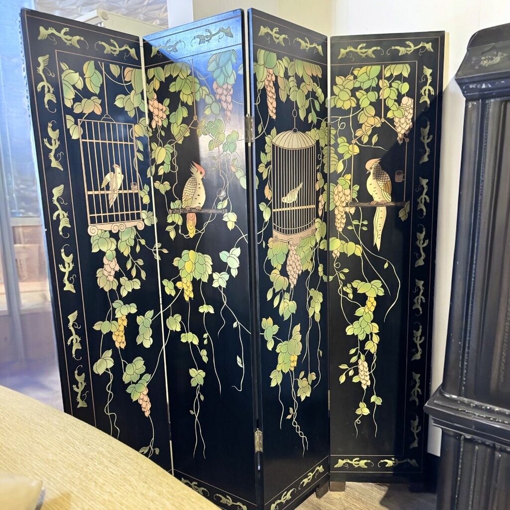4 Panel Asian Inspired Reversible Room Divider - Acosta's Home