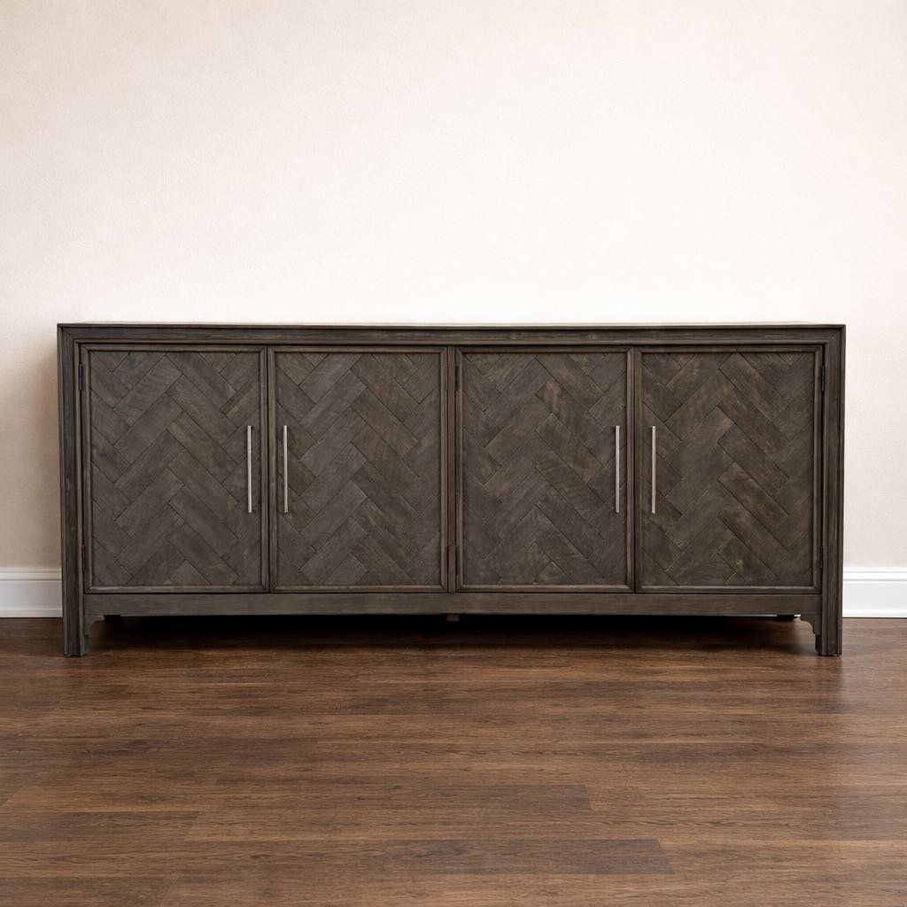 (BRAND NEW) Gramercy 4 Door Chevron Cabinet - Acosta's Home