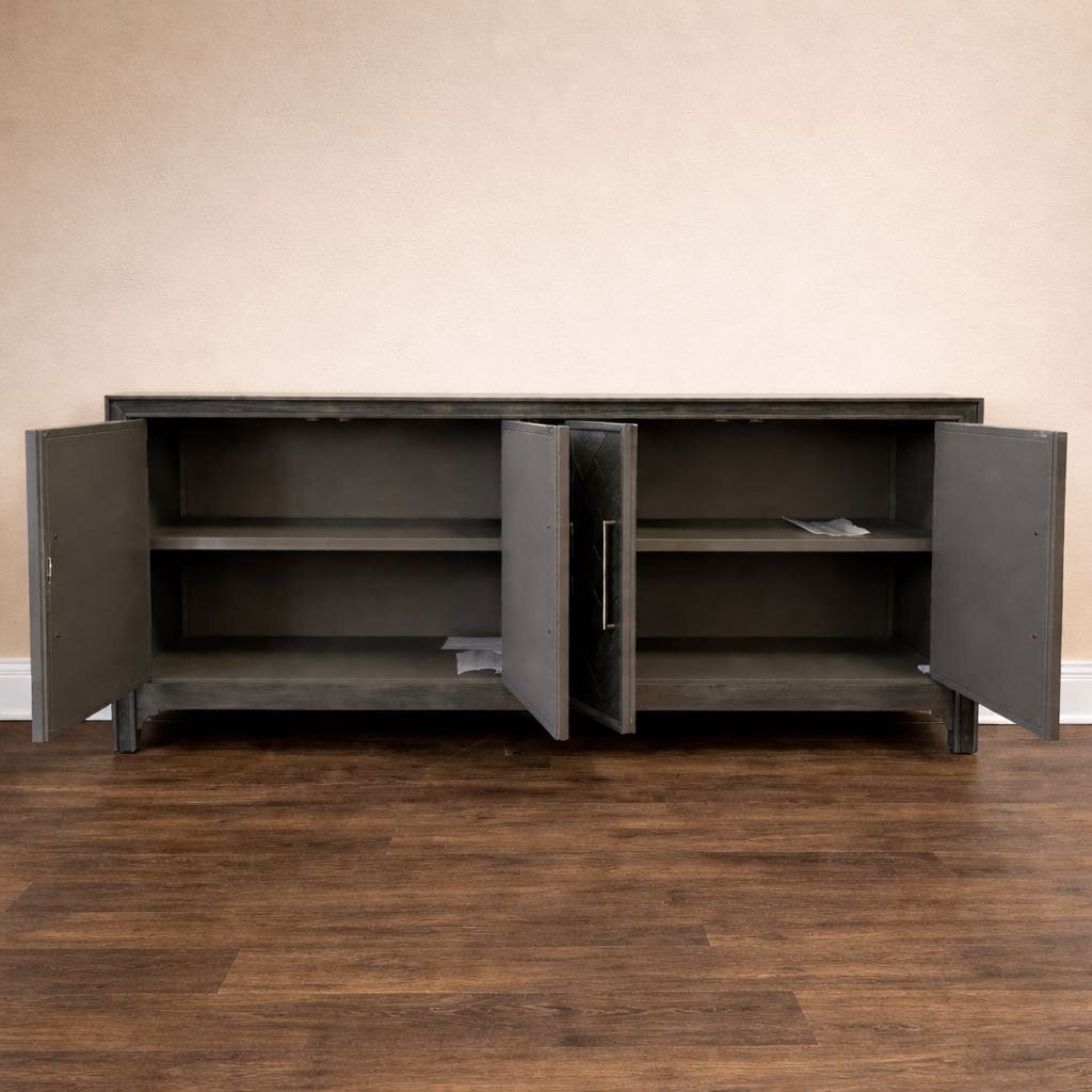 (BRAND NEW) Gramercy 4 Door Chevron Cabinet - Acosta's Home