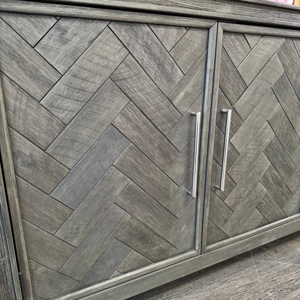 (BRAND NEW) Gramercy 4 Door Chevron Cabinet - Acosta's Home