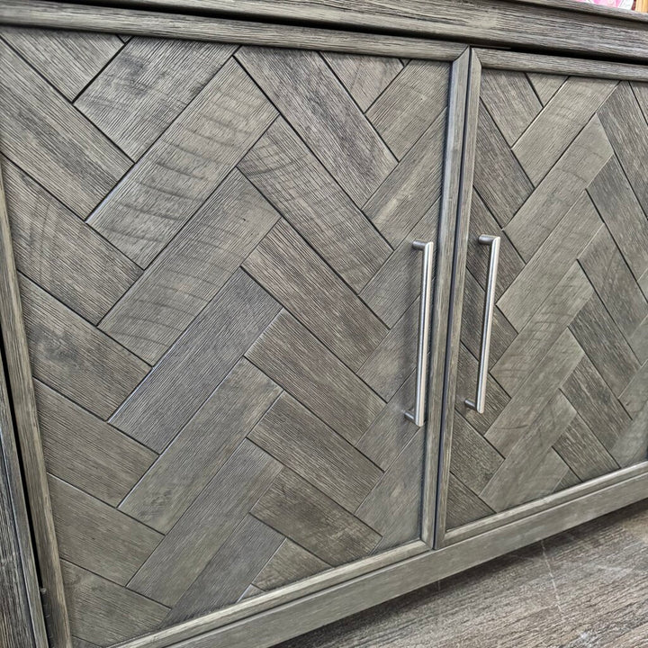 (BRAND NEW) Gramercy 4 Door Chevron Cabinet - Acosta's Home