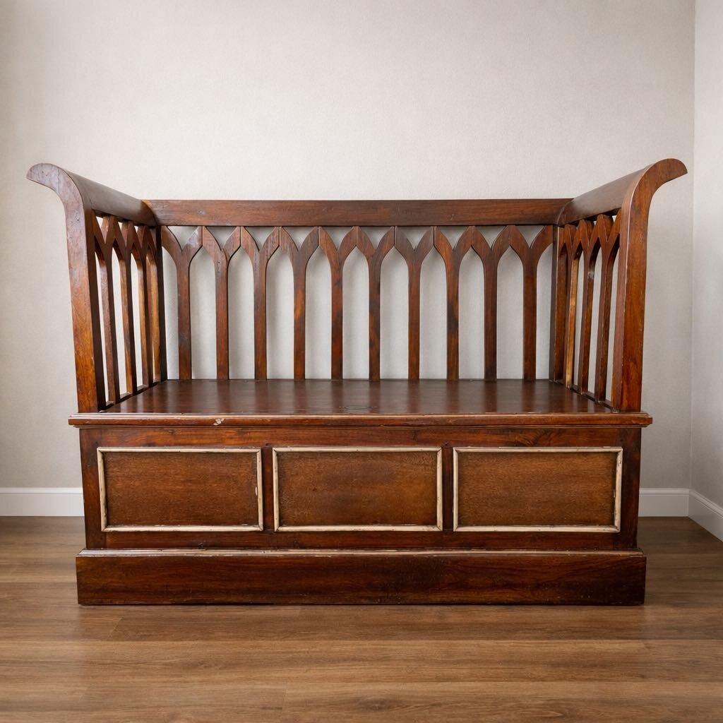 Cathedral Bench with Storage - Acosta's Home