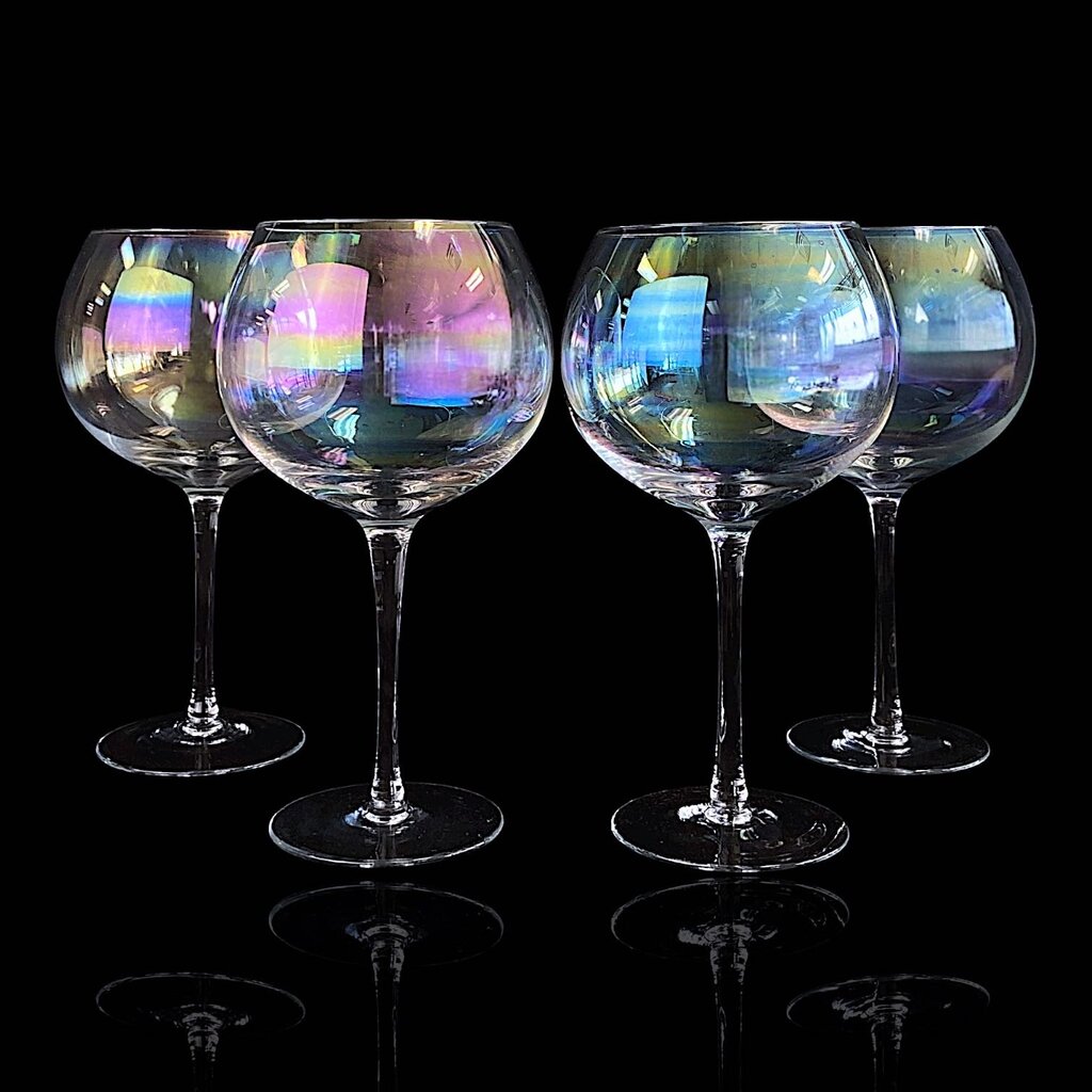 Set of 4 Large Iridized Wine Glasses - Acosta's Home