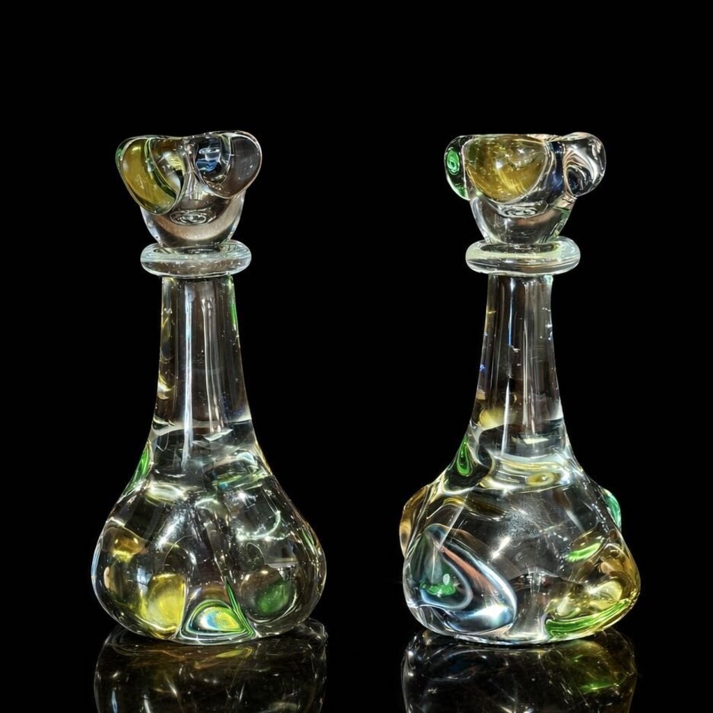 Pair of MCM Art Glass Candlesticks - Acosta's Home