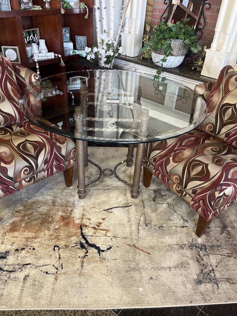 Orig Price $750 - Glass Top Wrought Iron Dining Table - Acosta's Home