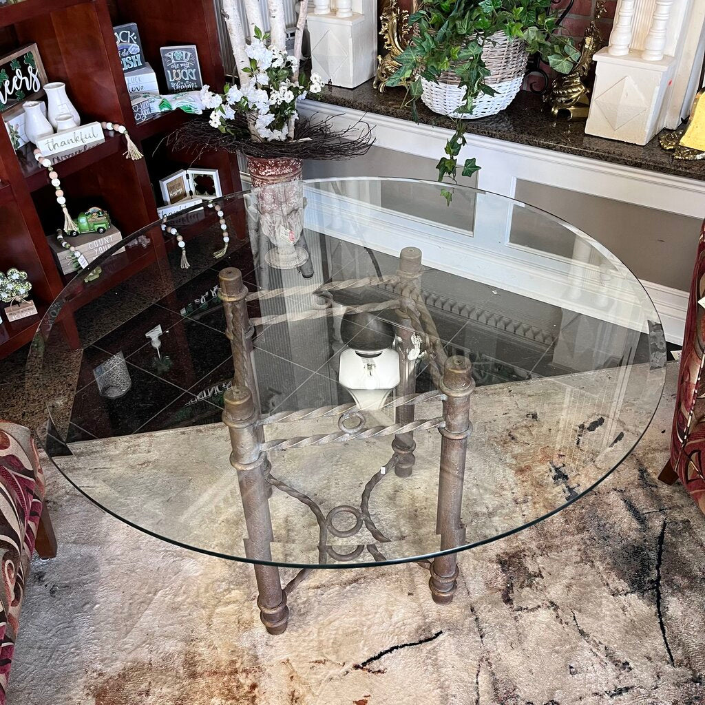 Orig Price $750 - Glass Top Wrought Iron Dining Table - Acosta's Home