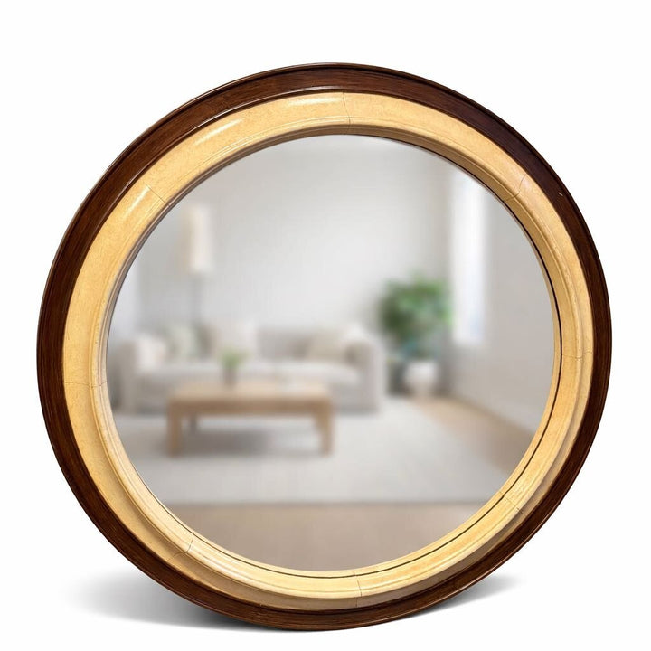 Large Wooden Round Framed Mirror - Acosta's Home