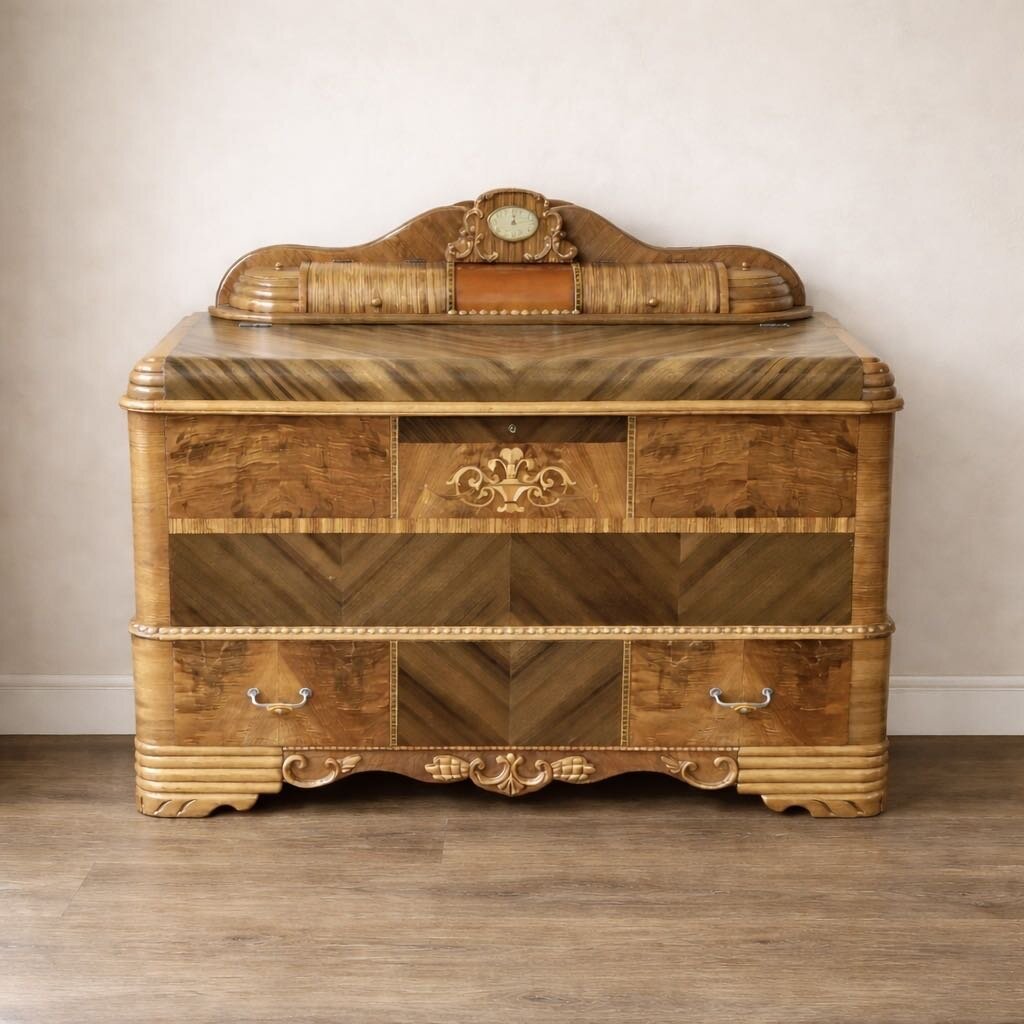 Art Deco Vintage Waterfall Cedar Trunk - Acosta's Home