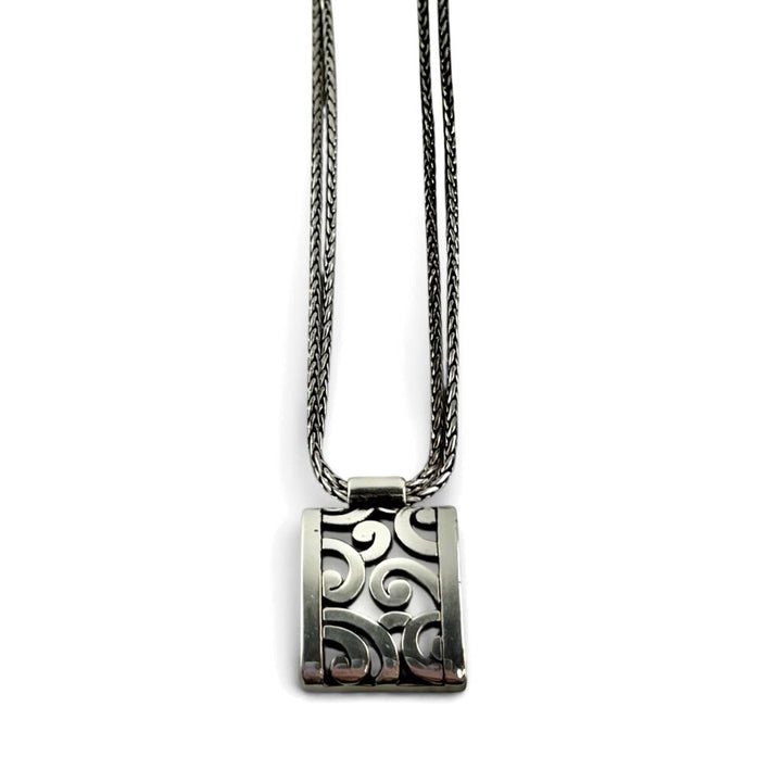 Silver Deco Lace Square Pendant Necklace - Acosta's Home
