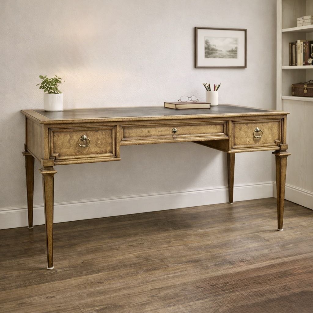 Vintage Recency Style Writing Desk with Inlay - Acosta's Home