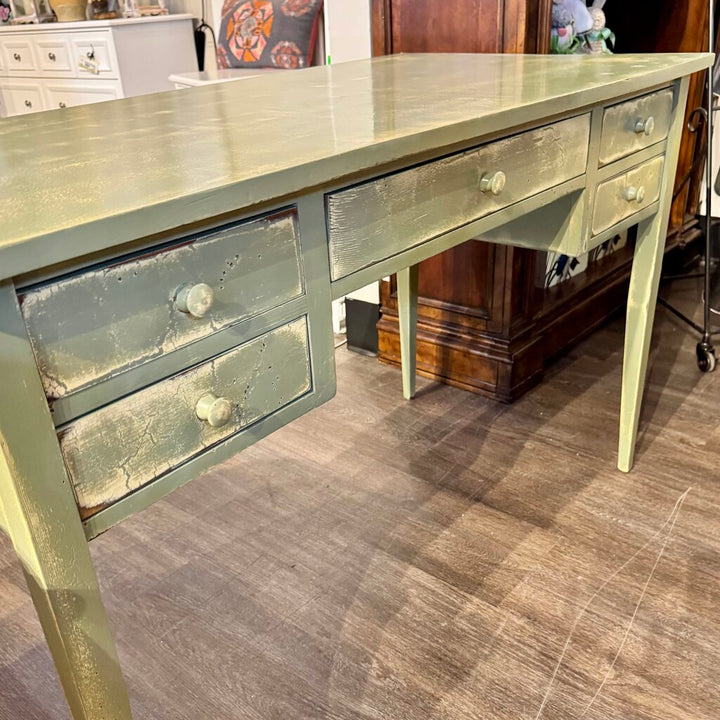 Intentionally Distressed 5 Drawer Writing Desk - Acosta's Home