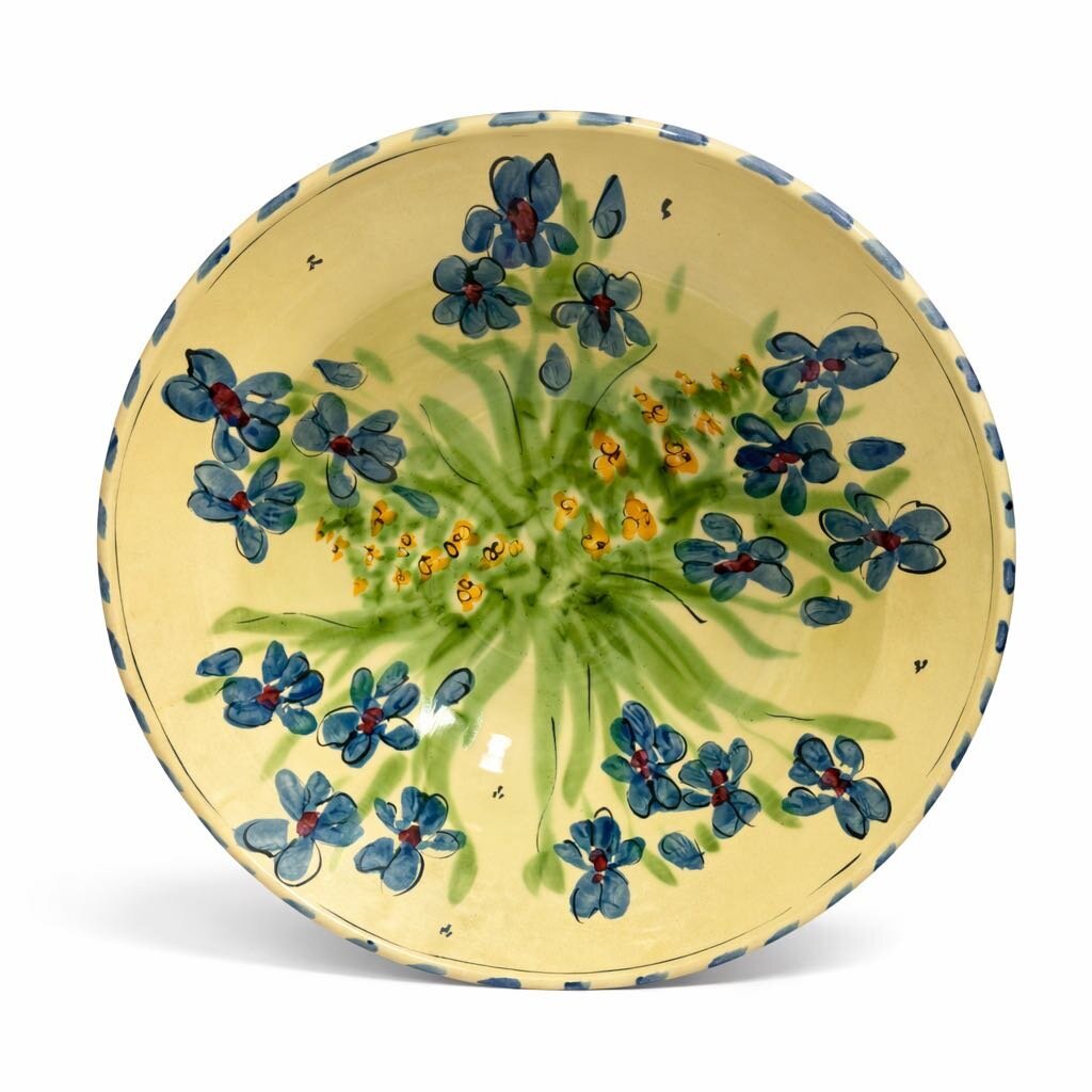 Floral Painted Pottery Centerpiece Bowl - Acosta's Home
