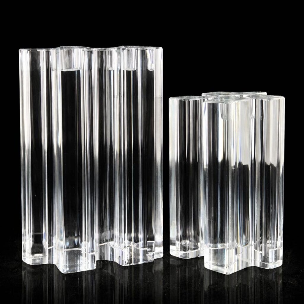 Pair of Art Glass Puzzle Piece Candle Holders - Acosta's Home