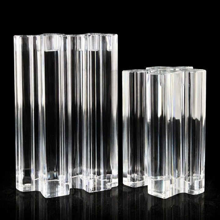 Pair of Art Glass Puzzle Piece Candle Holders - Acosta's Home