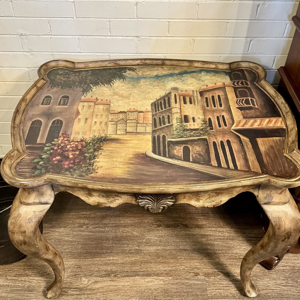 Italian Painted Tray Style Accent Table - Acosta's Home
