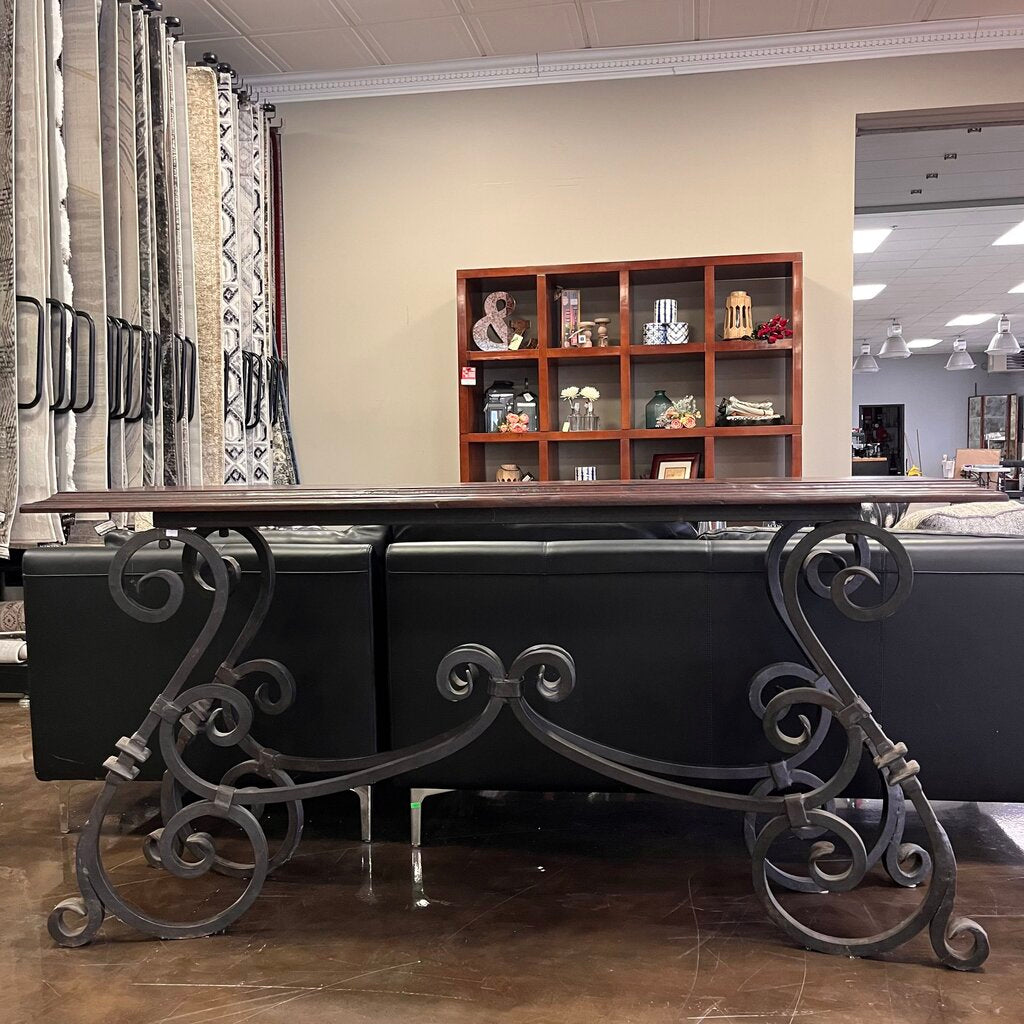 Orig Price $1200 - Wood & Wrought Iron Sofa Table - Acosta's Home