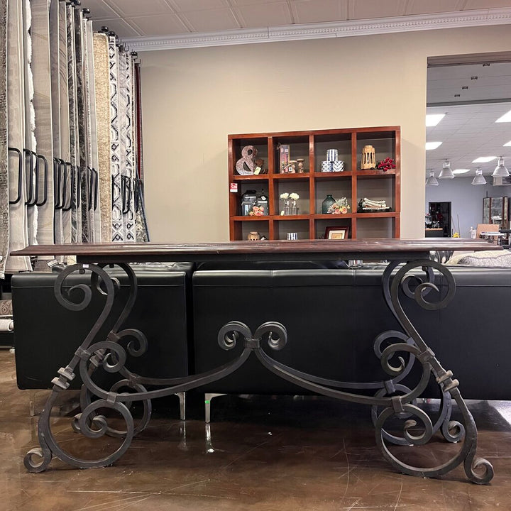 Orig Price $1200 - Wood & Wrought Iron Sofa Table - Acosta's Home