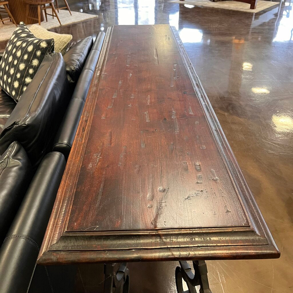 Orig Price $1200 - Wood & Wrought Iron Sofa Table - Acosta's Home