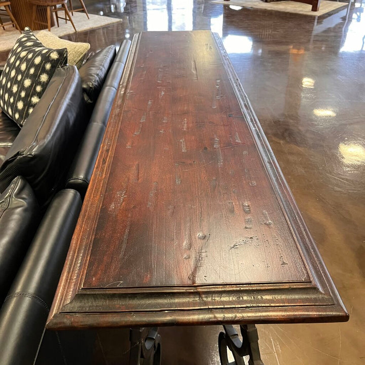 Orig Price $1200 - Wood & Wrought Iron Sofa Table - Acosta's Home