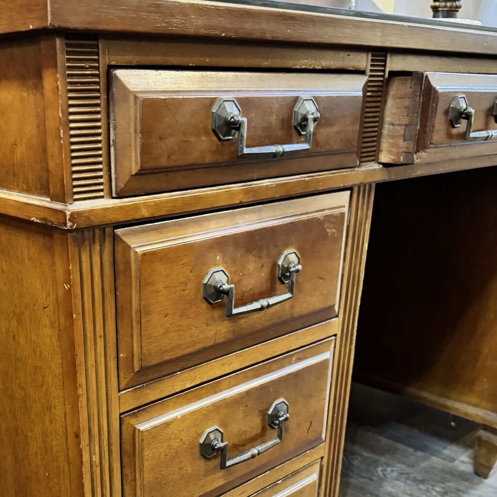 Vintage Wood Double Pedestal Desk - Acosta's Home
