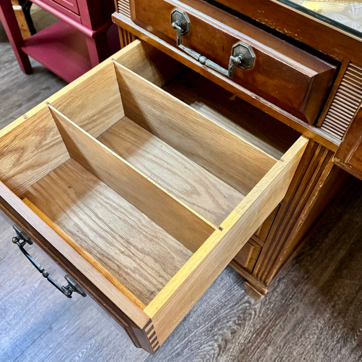Vintage Wood Double Pedestal Desk - Acosta's Home