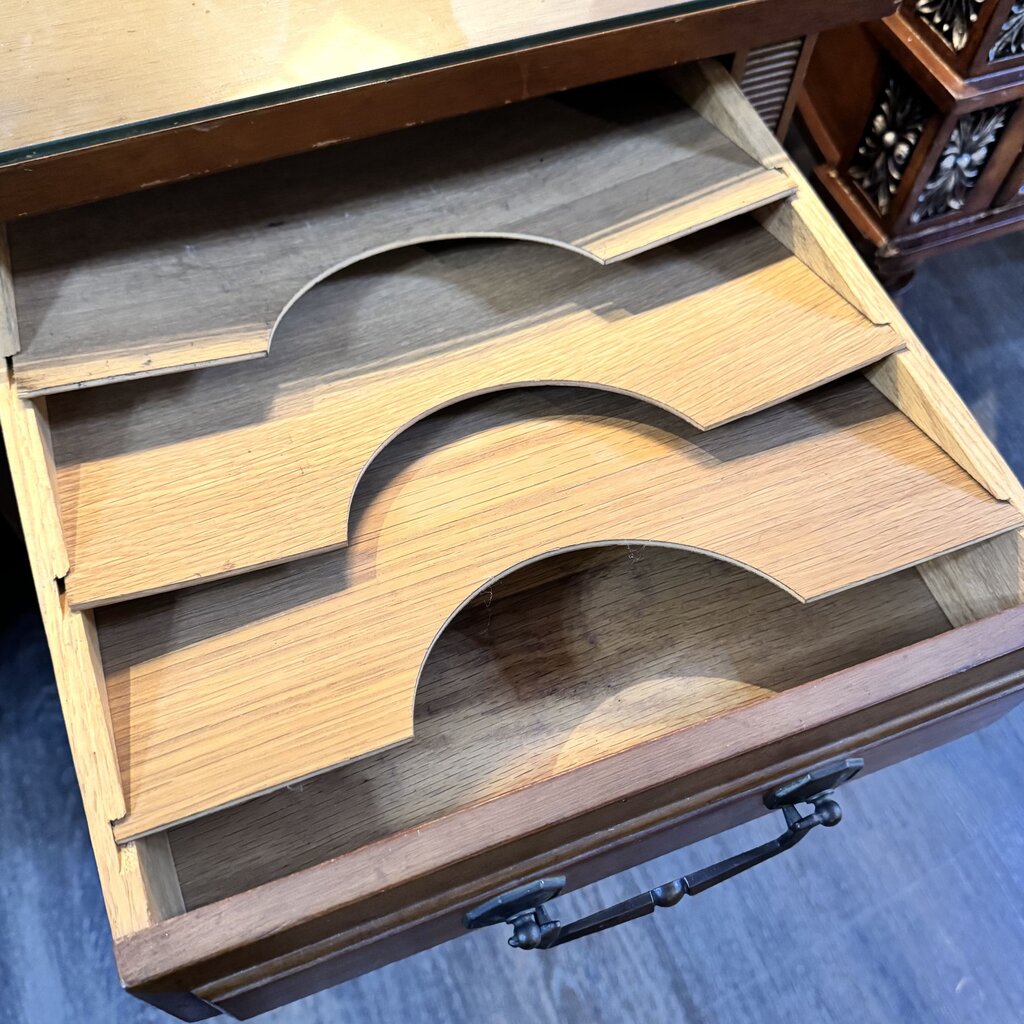 Vintage Wood Double Pedestal Desk - Acosta's Home