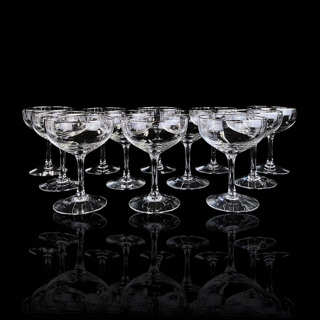 Set of 12 Blown Glass Champagne Sherbert Glasses - Invitation - Acosta's Home