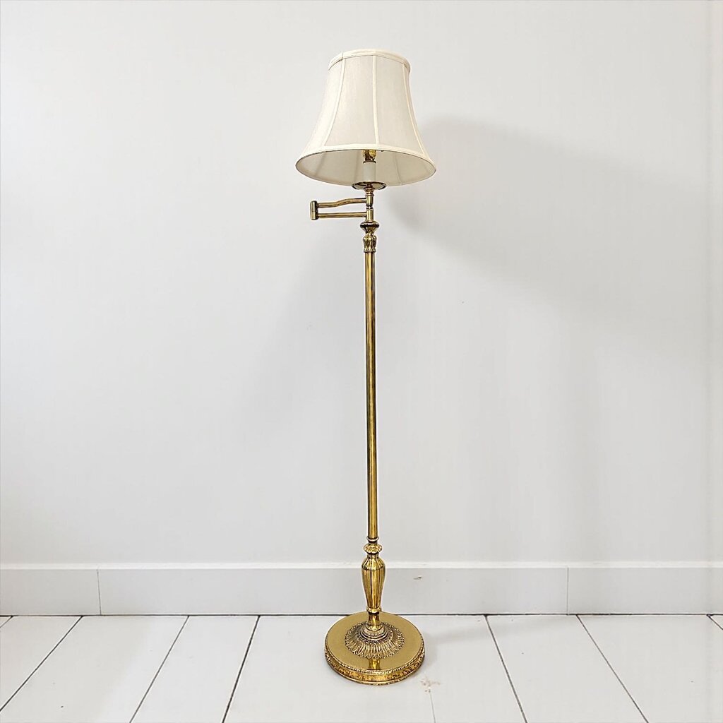 Vintage Brass Floor Lamp w/ Swivel Arm - Acosta's Home