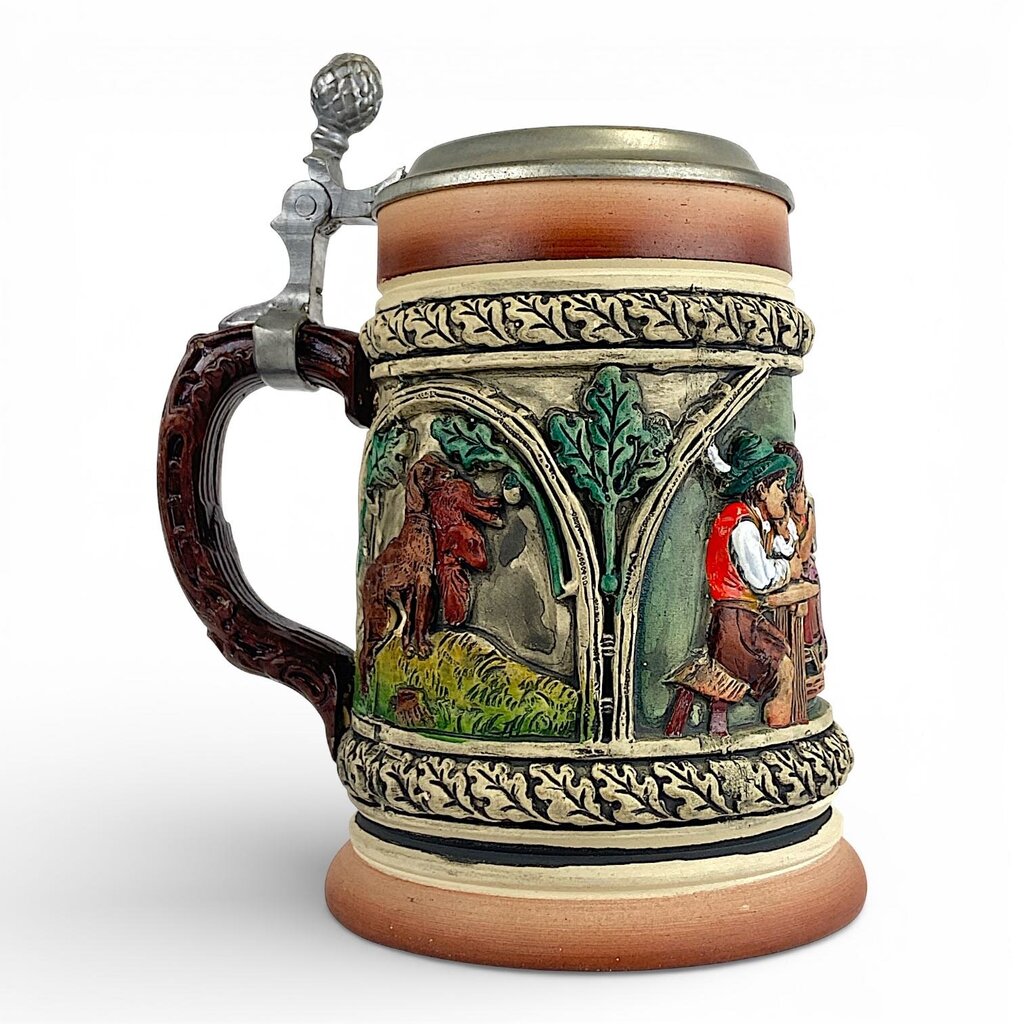 German Lidded Beer Stein - Fox Hunt - Acosta's Home