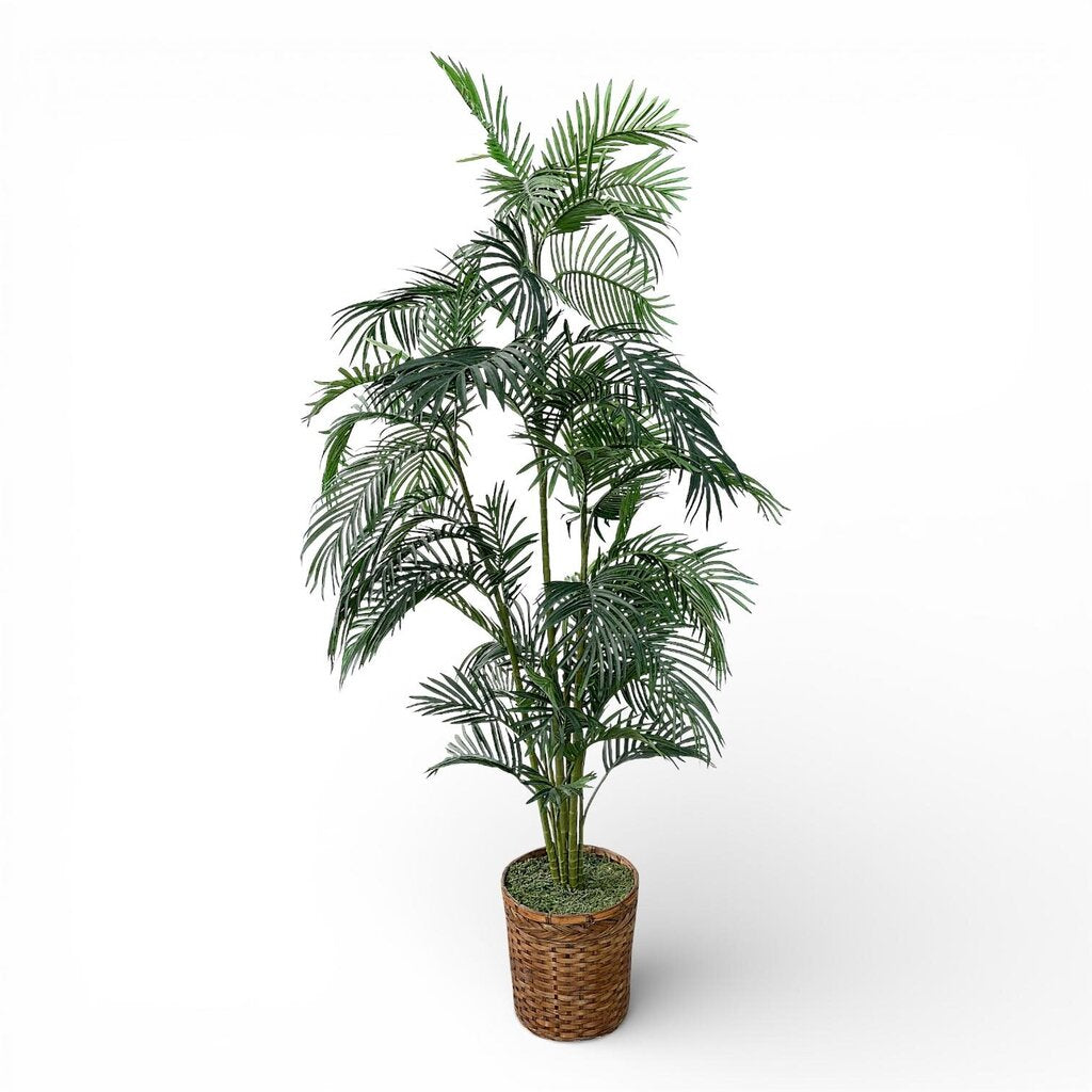 Faux Cascade Palm Tree in Woven Basket - Acosta's Home