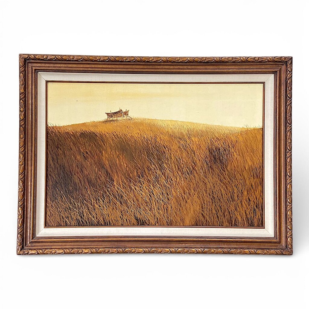 Prairie Landscape Oil Painting in Carved Wood Frame - Acosta's Home
