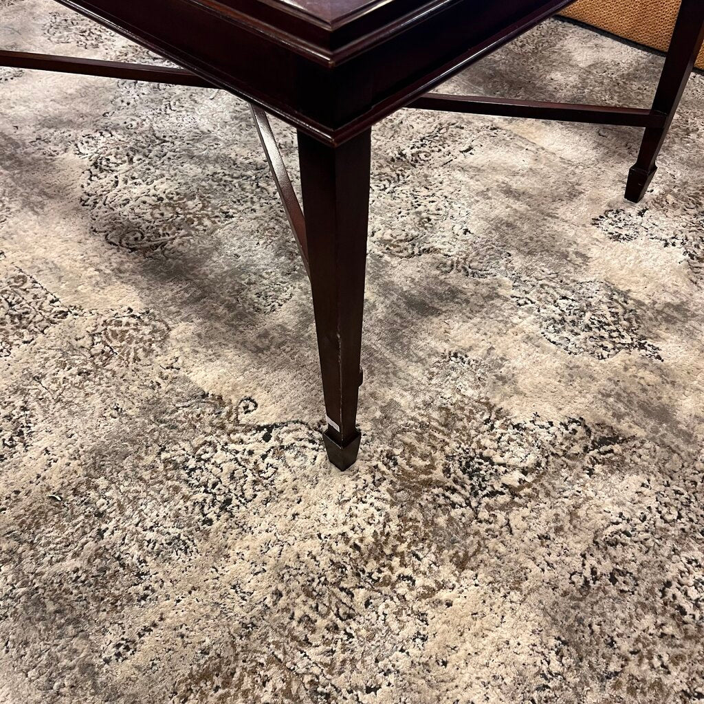 Wood Cocktail Table w/ Glass Top - Acosta's Home