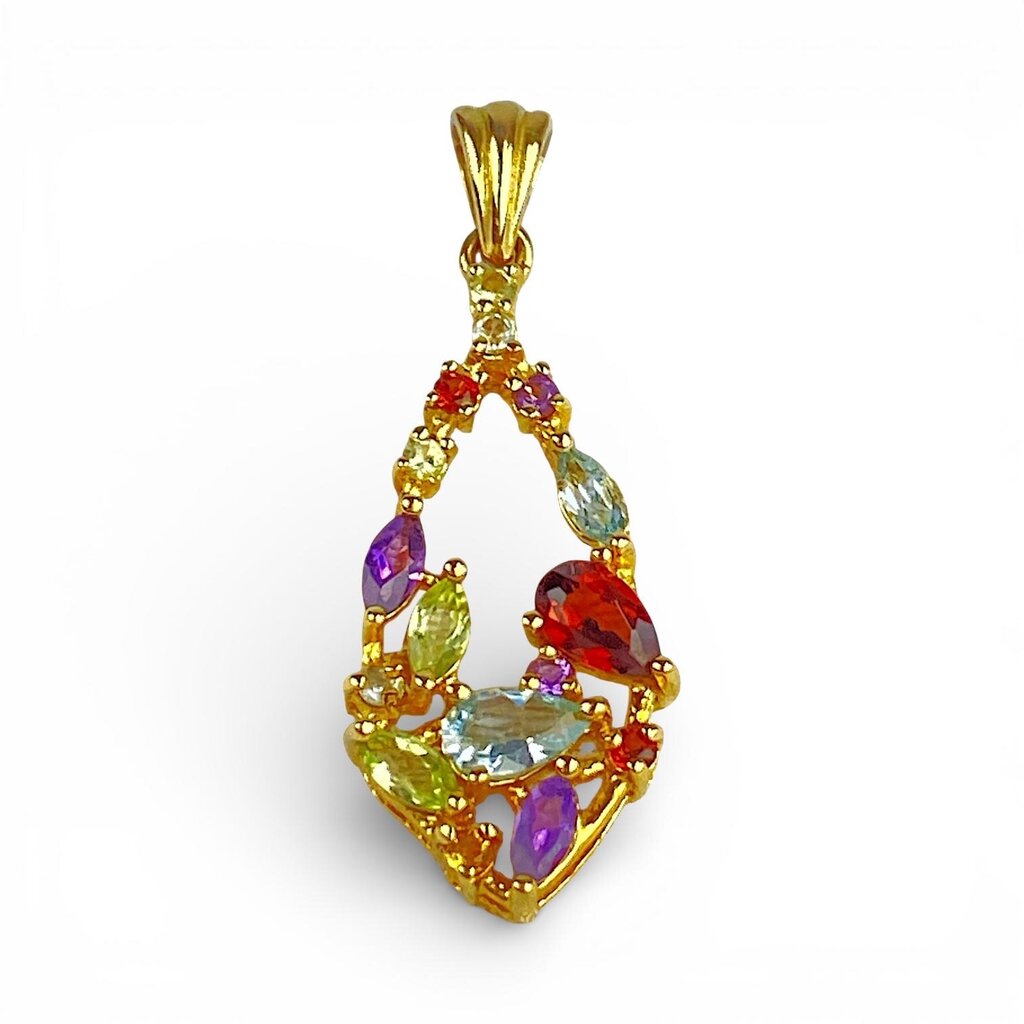 Gemstone Pendant w/ 18K Gold-plated Sterling Silver Setting - Acosta's Home